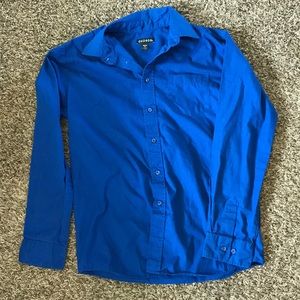 Royal blue, long sleeve dress shirt.